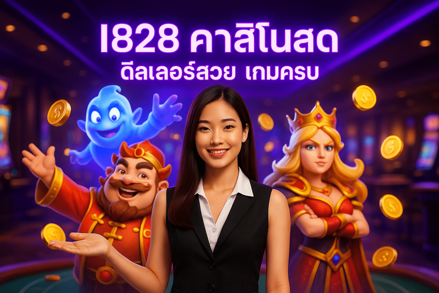 I828 คาสิโนสด ดีลเลอร์สวย เกมครบ